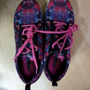Skechers Memory Foam Multicolor Athletic Sneakers - Pink Accents